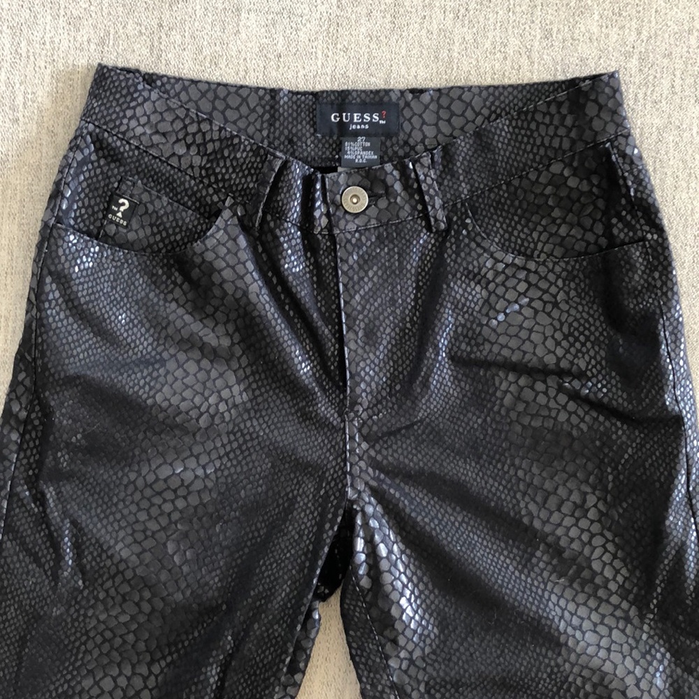 Vintage guess snakeskin black pants jeans 27